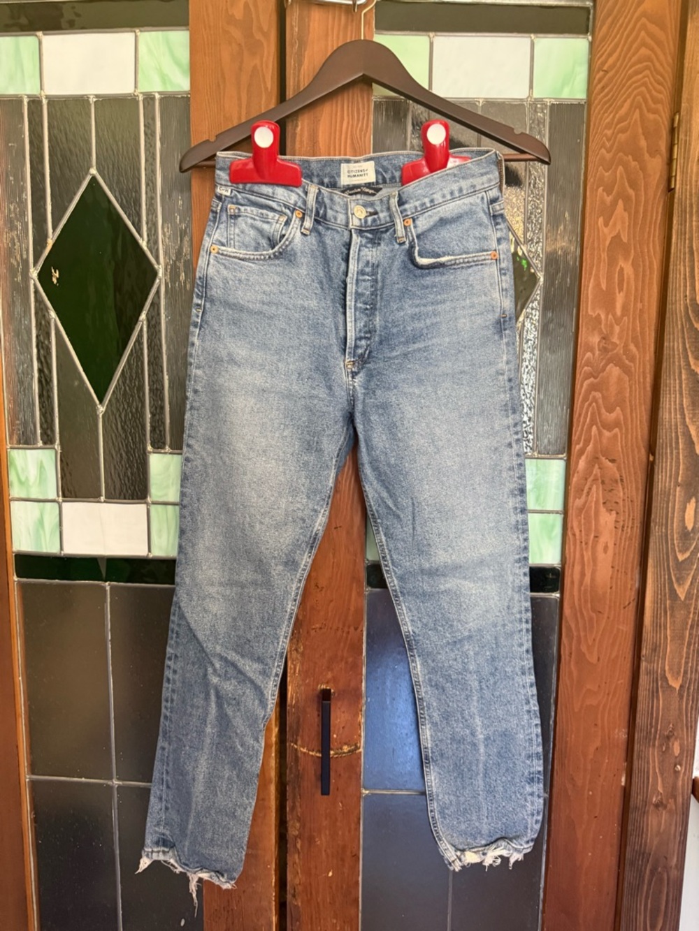 Slim Straight Men's Jeans in Faded Blue Denim